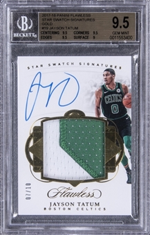 2017-18 Panini Flawless Star Swatch Signatures Gold #SS-JT Jayson Tatum Signed Game Used Patch Rookie Card (#07/10) - BGS GEM MINT 9.5/BGS 10